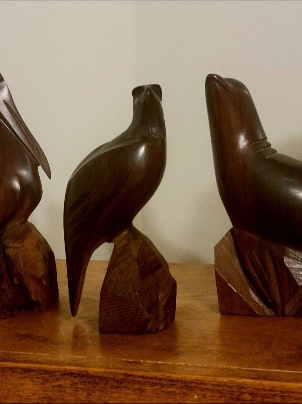 Vintage Mid Century Modern Ironwood Animal Carvings Lot of 3